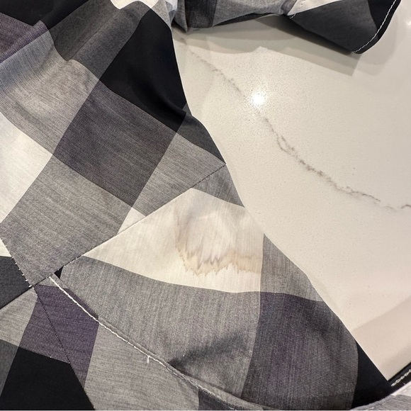 Burberry London Blue Label Black White Plaid Puff Sleeve Silk Pencil Dress 38 S - Picture 10 of 16